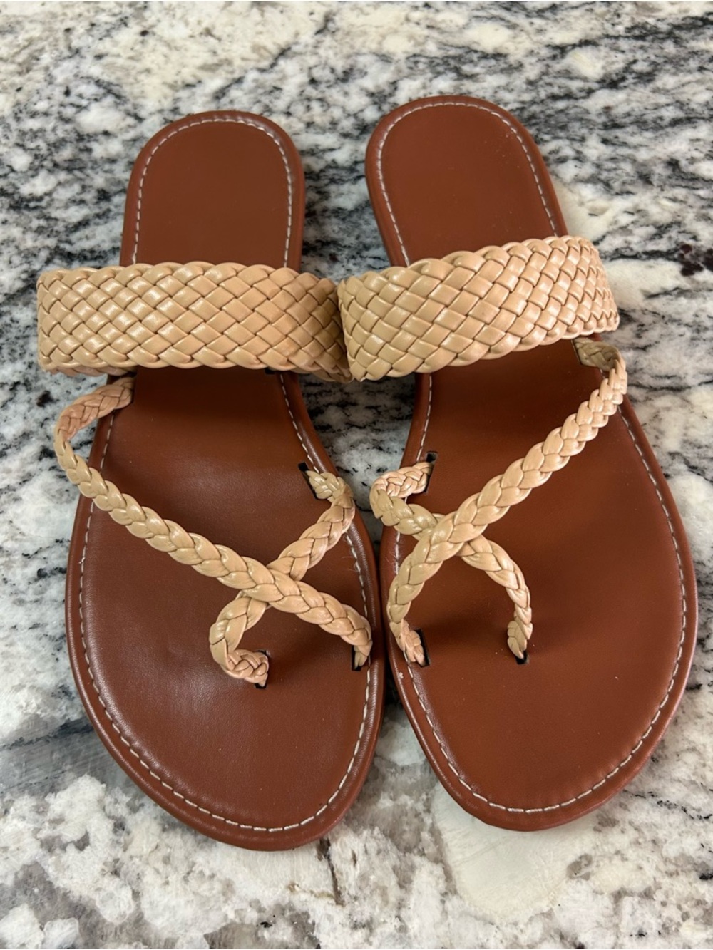 Woven Toe-Loop Sandals in Tan
